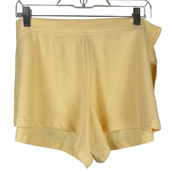 Athleta Wind Down Sleep Shorts Waffle Knit Yellow Women's Size Large NWT - Picture 3 of 9